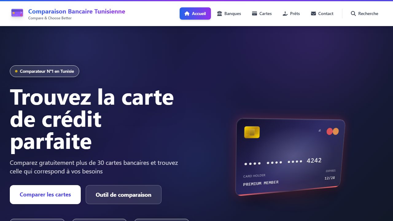 Cartedecredit.tn credit-card comparison home page